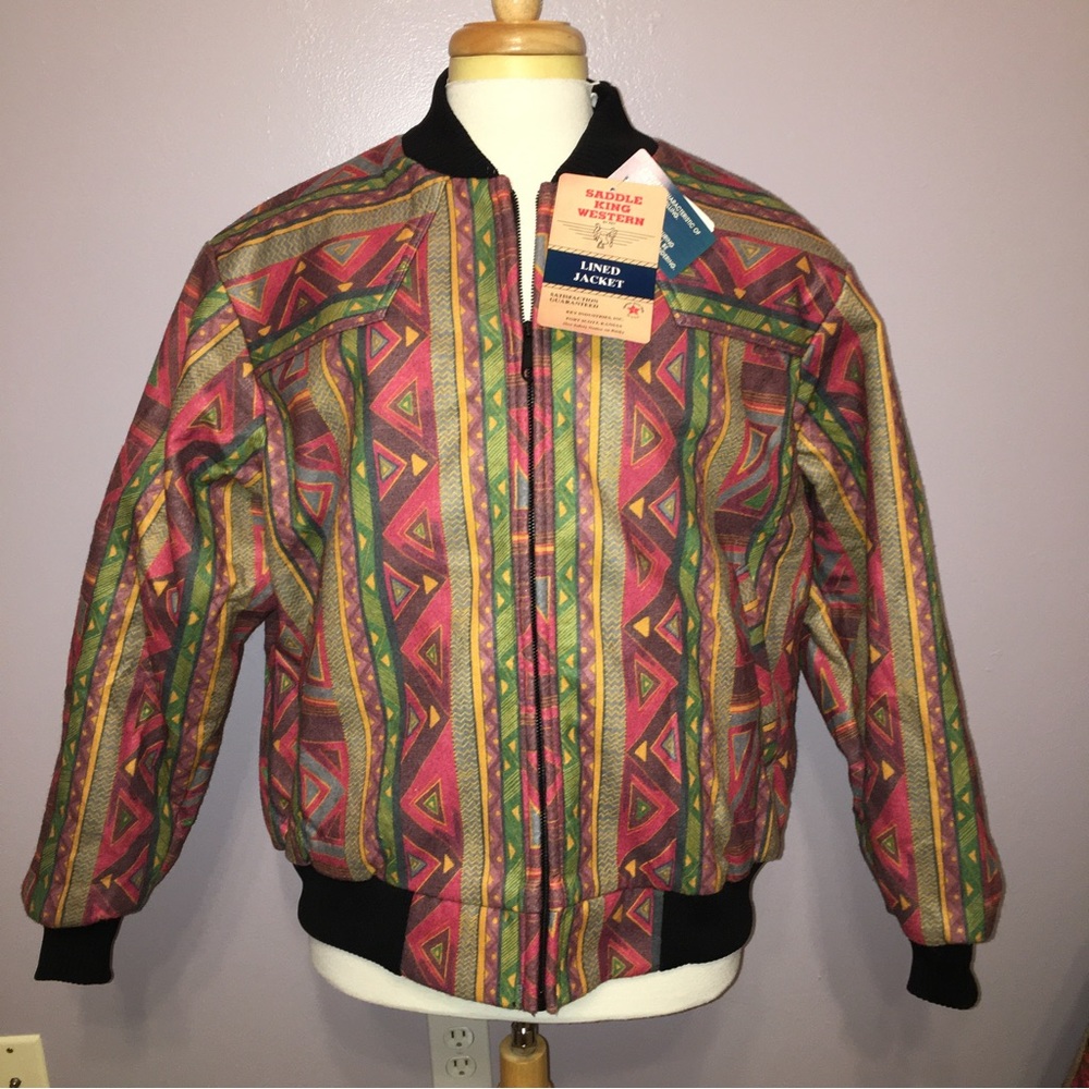 VTG Key SADDLE KING WESTERN Jacket AZTEC New Old Stock - Sz XL Made in USA New!